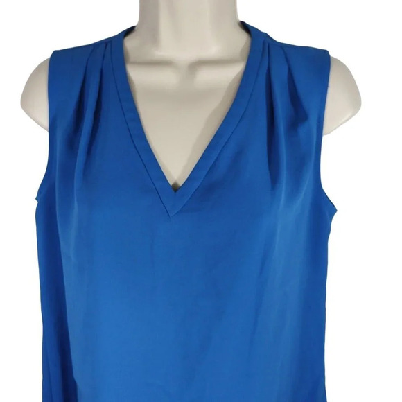 Nine West Blue Sleeveless Tank Top Career Shell Women Size XS Pleated Shoulder - Picture 2 of 6